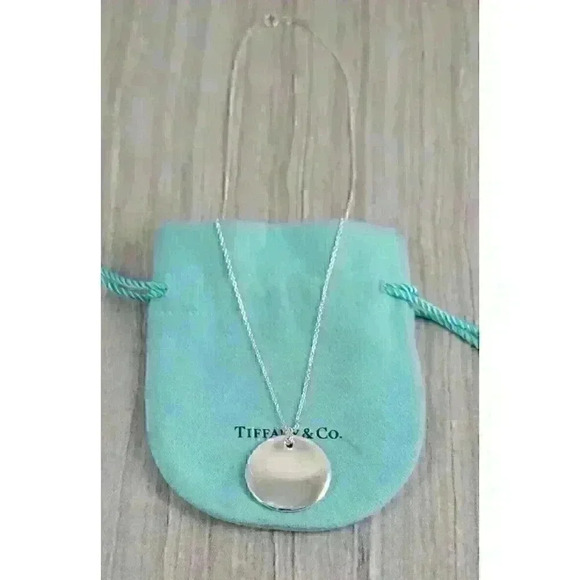 Tiffany & Co Sterling Silver Elsa Peretti Round Pendant Necklace 24mm - Picture 1 of 11